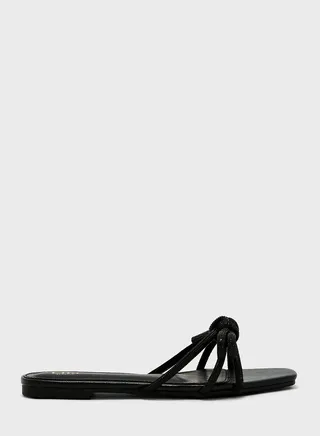 Embellished Bow Strap Flat Sandals