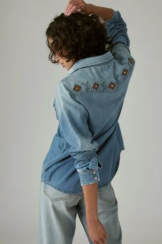 Yellowstone Embroidered Denim Western Shirt