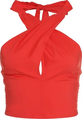 Staud Kai Cropped Poplin Halter Top