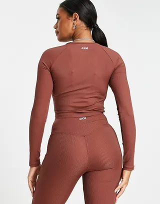 ASOS 4505 long sleeve training top in rib - part of a set