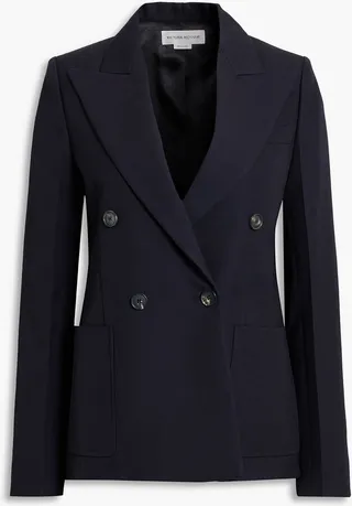 Double-breasted grain de poudre wool blazer