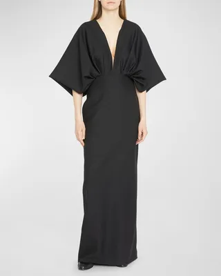 Abinhav Gathered Wool Column Dress