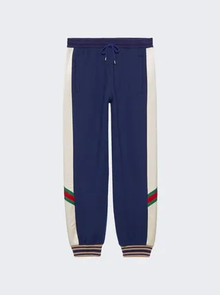 Wool Jersey Track Sweatpants Blue