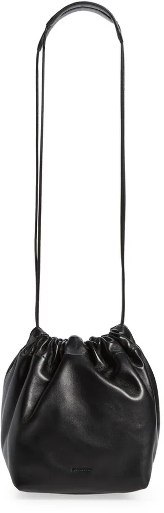 Small Drawstring Leather Crossbody Bag