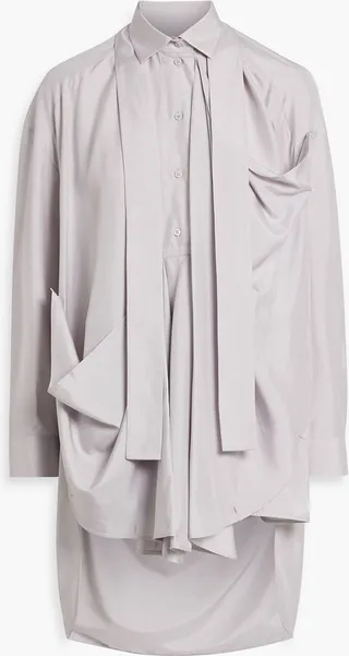 Draped silk-poplin shirt
