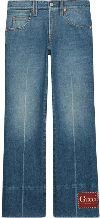 Kick-Flare Logo-Patch Jeans