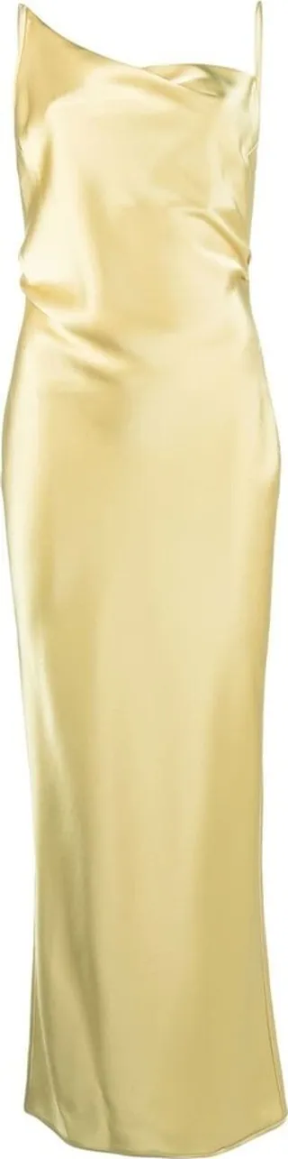 Asymmetric Draped Satin Dress