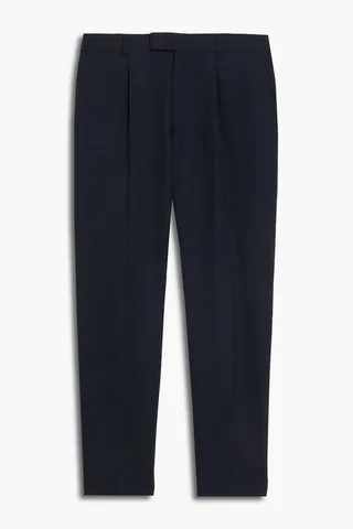 Slim-fit pleated wool-blend pants