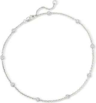 Ross-Simons Diamond Station Anklet in Sterling Silver