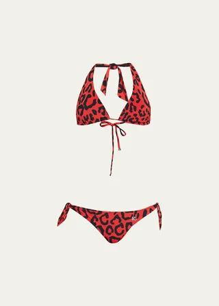 Leopard-Print Two-Piece Bikini Set