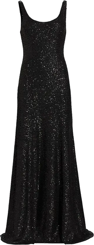 Sequin Knit Scoopneck Gown