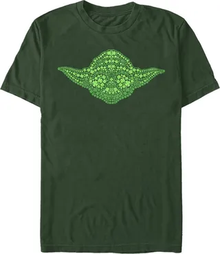 Men's Star Wars St. Patrick's Yoda Clover Face T-Shirt - Dark Green - Small