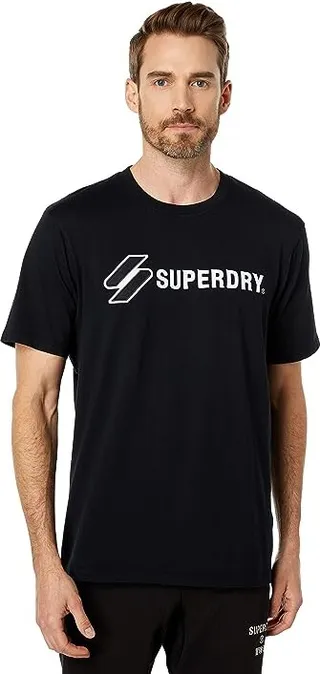 Superdry Code SL Applique Tee (Black) Men's Clothing