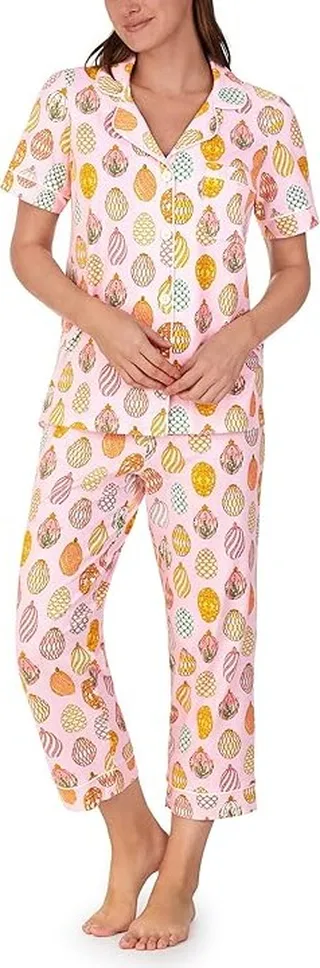 Bedhead PJs Short Sleeve Cropped PJ Set (Egg Hunt) Women's Pajama Sets