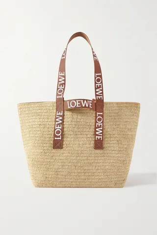 Loewe - Canvas-trimmed Raffia Tote - Brown