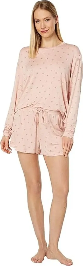 Honeydew Intimates Good Times Long Sleeve Shortie Set (Morganite Stars) Women's Pajama Sets