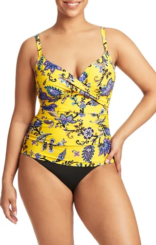 DD- & E-Cup Paisley Twist Front Tankini Top