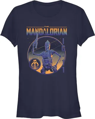 Junior's Star Wars: The Mandalorian IG-11 Portrait T-Shirt - Navy Blue - Large