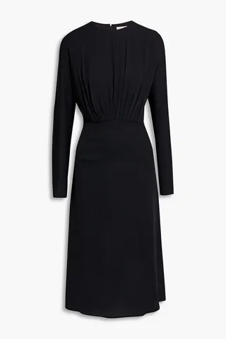 Azolla gathered crepe de chine midi dress