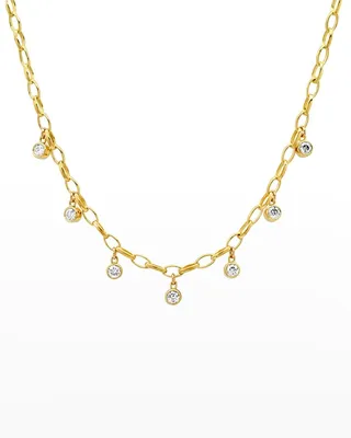 Yellow Gold Small Edith Diamond Bezel Necklace