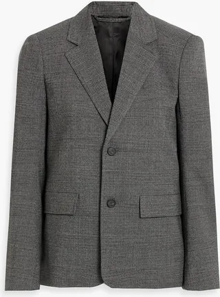 Prince of Wales checked wool-blend blazer