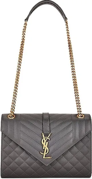 Saint Laurent Medium Envelope Chain Bag in Grey
