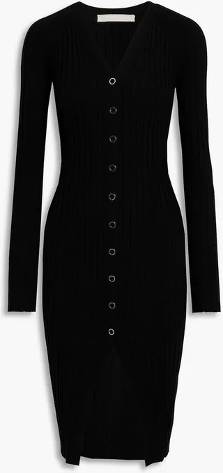 Ribbed wool-blend dress