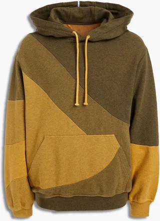 Color-block French cotton-terry hoodie