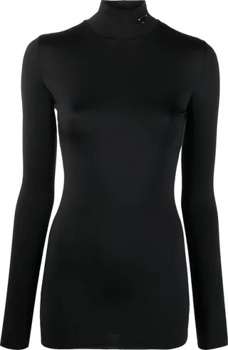 Triangle-Logo Turtle Neck Top