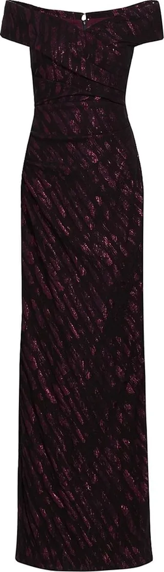 Off-The-Shoulder Jacquard Column Gown
