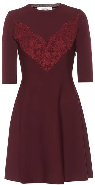 Valentino lace-trimmed knit minidress