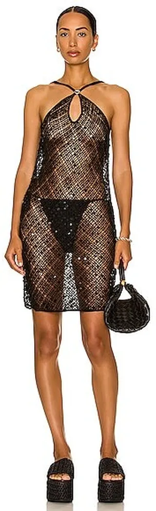 Coperni Sequin Crochet Dress in Black