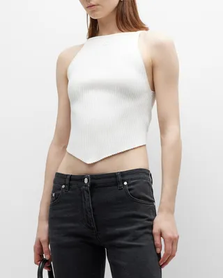 Rib-Knit Tank Top with Pointed Hem