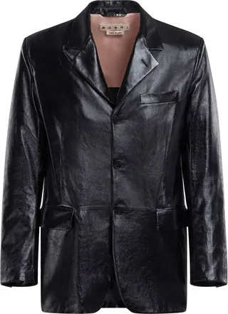 Polished-Finish Leather Jacket