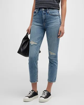 Wren Distressed Slim Straight Jeans