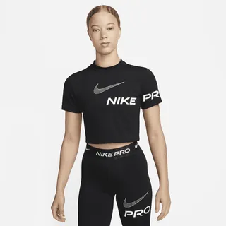 Women's Nike Pro Dri-FIT Short-Sleeve Cropped Graphic Training Top in Black