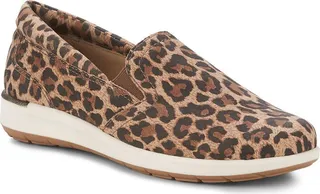 Orleans Womens Leather Animal Print Slip-On Sneakers