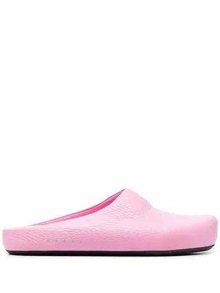 Textured-Leather Slippers