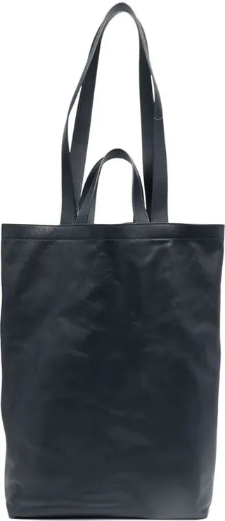 Open-Top Leather Tote Bag