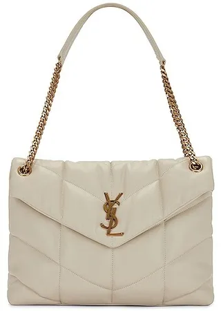 Saint Laurent Medium Puffer Chain Bag in Cream