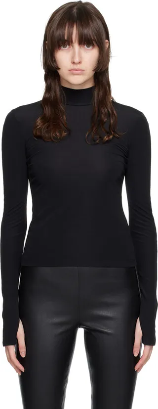 Helmut Lang Black Sheer Back Turtleneck