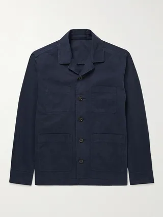 Camp-Collar Garment-Dyed Organic Cotton Jacket