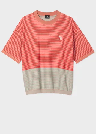 Red Knitted Stripe Zebra T-Shirt