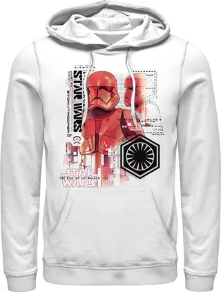 Men's Star Wars: The Rise of Skywalker Sith Trooper Schematic Villain Pull Over Hoodie - White - 3X Large