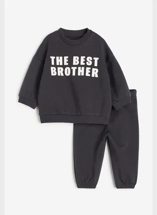 Infant Text Print Sweatshirt & Sweatpants Set