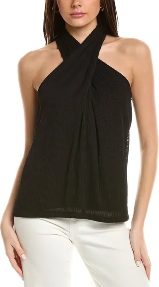 Anne Klein Crinkle Rib Halter Top