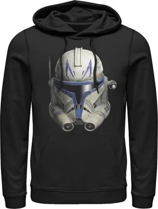 Men's Star Wars: The Clone Wars Commander Rex Big Face Pull Over Hoodie - Black - Small