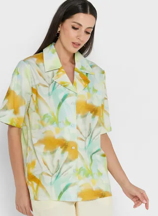 Printed Button Down Shirt