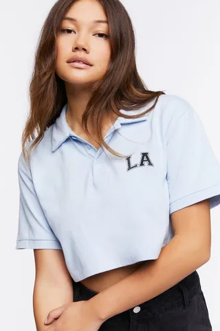 Cropped LA Graphic Polo Shirt