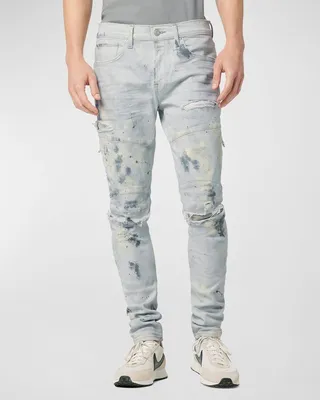Men's Zack Distressed Paint-Spot Jeans